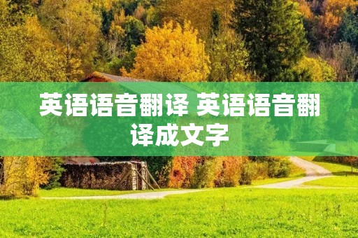 英语语音翻译 英语语音翻译成文字