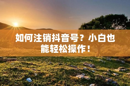 如何注销抖音号？小白也能轻松操作！