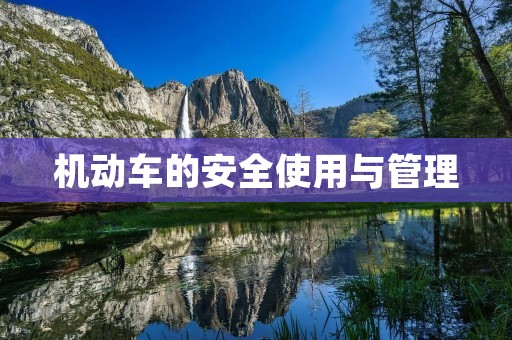 机动车的安全使用与管理 机动车的安全使用与管理