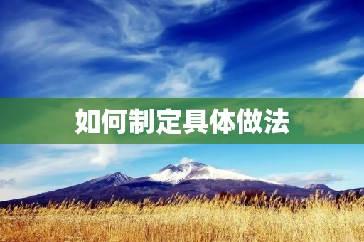 如何制定具体做法 如何制定具体做法