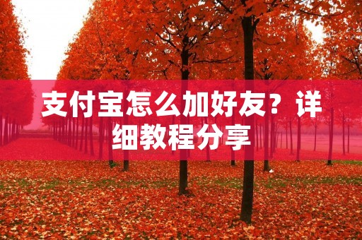 支付宝怎么加好友?详细教程分享 支付宝怎么加好友?详细教程分享