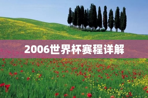 2006世界杯赛程详解