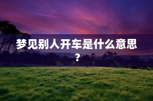 梦见别人开车是什么意思?
