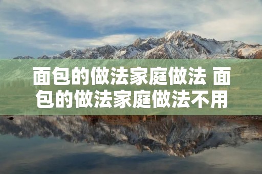 面包的做法家庭做法 面包的做法家庭做法不用黄油