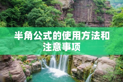 半角公式的使用方法和注意事项