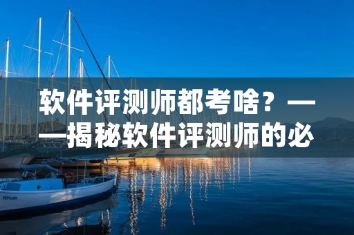软件评测师都考啥?——揭秘软件评测师的必备技能