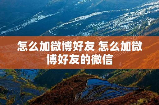 怎么加微博好友 怎么加微博好友的微信