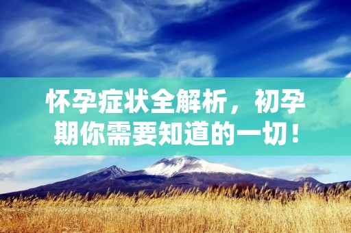 怀孕症状全解析,初孕期你需要知道的一切! 怀孕症状全解析,初孕期你需要知道的一切!