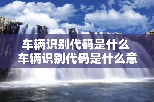 车辆识别代码是什么 车辆识别代码是什么意思是不是车架号