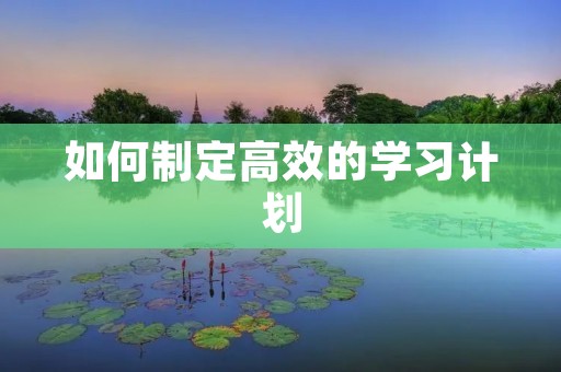 如何制定高效的学习计划