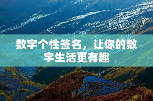 数字个性签名，让你的数字生活更有趣