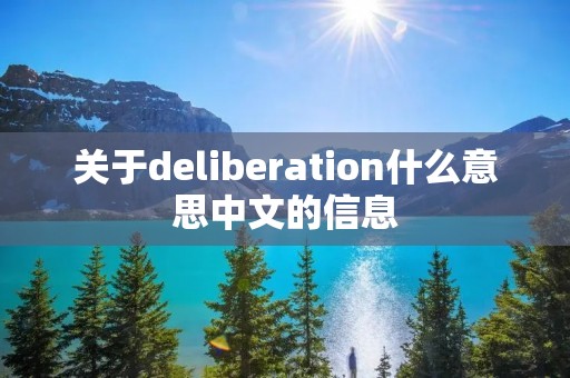 关于deliberation什么意思中文的信息