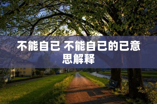 不能自已 不能自已的已意思解释