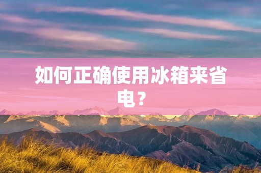 如何正确使用冰箱来省电? 如何正确使用冰箱来省电?