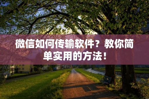 微信如何传输软件?教你简单实用的方法! 微信如何传输软件?教你简单实用的方法!
