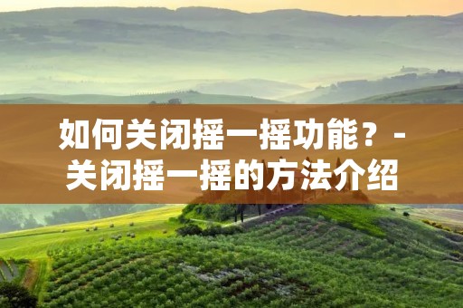 如何关闭摇一摇功能?-关闭摇一摇的方法介绍 如何关闭摇一摇功能?-关闭摇一摇的方法介绍