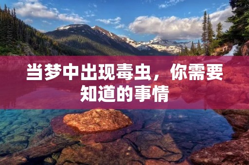 当梦中出现毒虫，你需要知道的事情