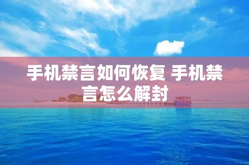 手机禁言如何恢复 手机禁言怎么解封 手机禁言如何恢复 手机禁言怎么解封
