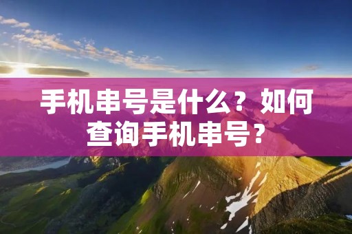 手机串号是什么?如何查询手机串号? 手机串号是什么?如何查询手机串号?