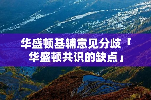华盛顿基辅意见分歧「华盛顿共识的缺点」 华盛顿基辅意见分歧「华盛顿共识的缺点」