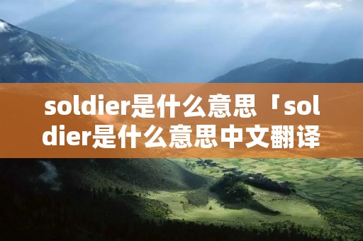 soldier是什么意思「soldier是什么意思中文翻译怎么读」