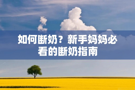 如何断奶？新手妈妈必看的断奶指南