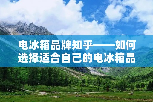 电冰箱品牌知乎——如何选择适合自己的电冰箱品牌？