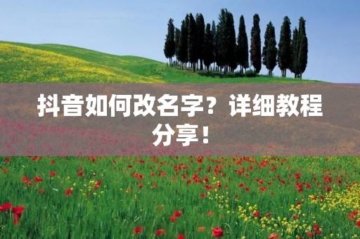 抖音如何改名字?详细教程分享! 抖音如何改名字?详细教程分享!