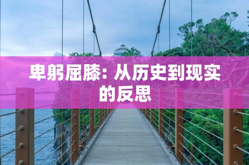 卑躬屈膝: 从历史到现实的反思 卑躬屈膝: 从历史到现实的反思