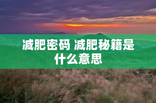 减肥密码 减肥秘籍是什么意思