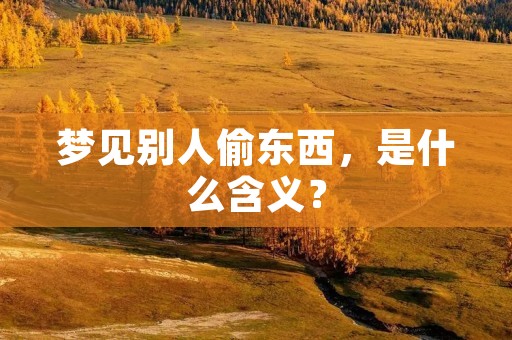 梦见别人偷东西，是什么含义？
