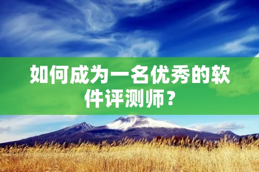 如何成为一名优秀的软件评测师？