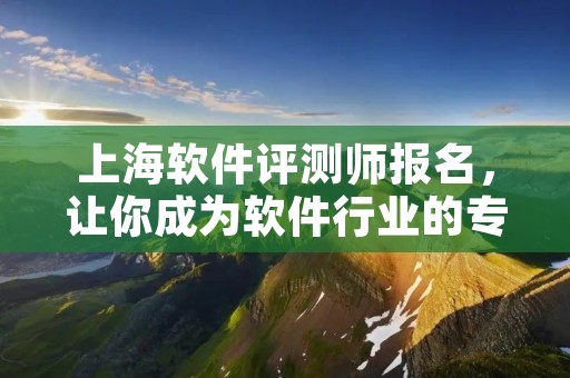 上海软件评测师报名，让你成为软件行业的专业人才
