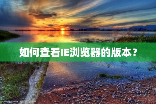 如何查看IE浏览器的版本? 如何查看IE浏览器的版本?