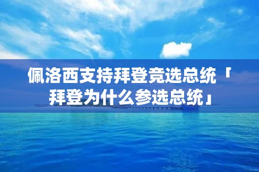 佩洛西支持拜登竞选总统「拜登为什么参选总统」
