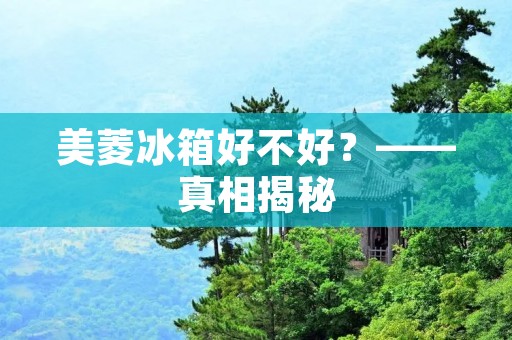 美菱冰箱好不好？——真相揭秘