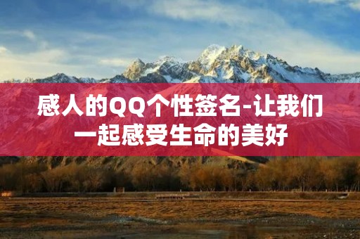 感人的QQ个性签名-让我们一起感受生命的美好