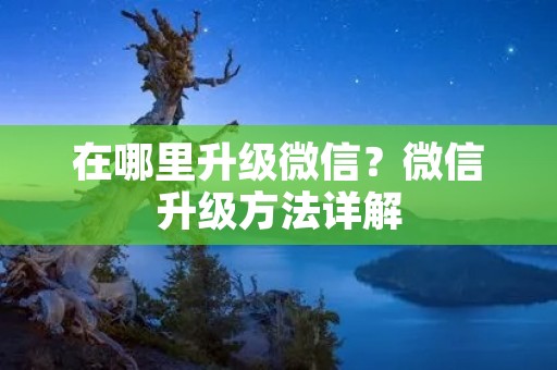 在哪里升级微信?微信升级方法详解 在哪里升级微信?微信升级方法详解