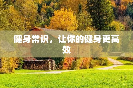 健身常识，让你的健身更高效