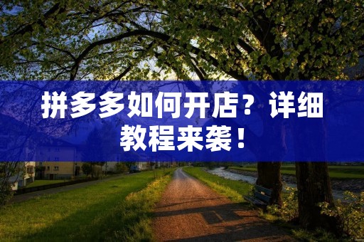 拼多多如何开店？详细教程来袭！