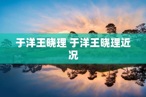 于洋王晓理 于洋王晓理近况