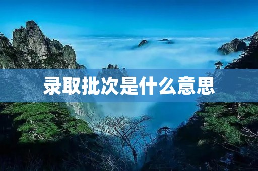录取批次是什么意思