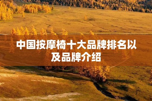 中国按摩椅十大品牌排名以及品牌介绍