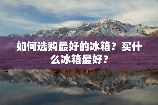 如何选购最好的冰箱？买什么冰箱最好？