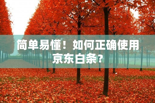 简单易懂！如何正确使用京东白条？