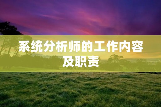 系统分析师的工作内容及职责