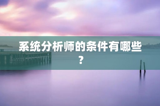 系统分析师的条件有哪些？