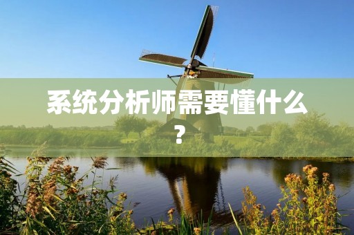 系统分析师需要懂什么?