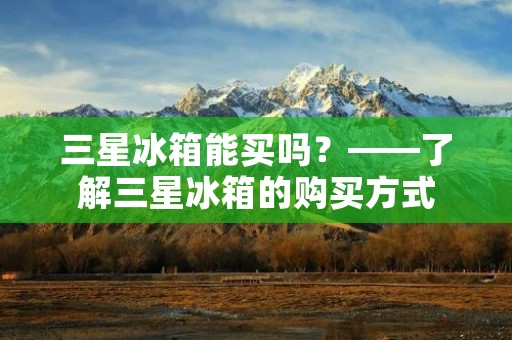 三星冰箱能买吗?——了解三星冰箱的购买方式
