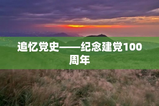 追忆党史——纪念建党100周年